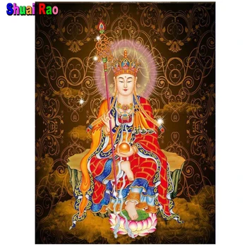 Ksitigarbha Bodhisattva polni sveder mozaik diy Diamond Slikarstvo Navzkrižno Šiv religije, umetnosti buda 5D Diamond Vezenje stenski dekor