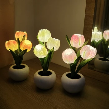 LED Tulipanov Noč Svetlobe Banket Cvetje Vzdušje Luči LED Tulipanov Obliko Luči za Stranke, Dnevna Soba, Spalnica Dekoracijo Darilo