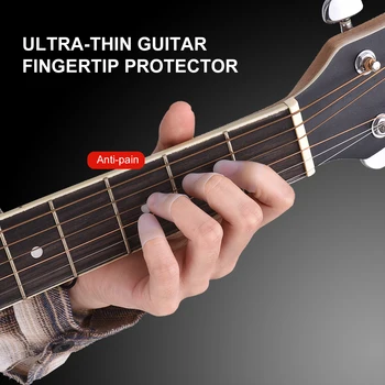 Muslady 4PCS Ultra-Tanek Kitara Prsta Zaščitnik Anti-Slip Silikonski Prst Straže Kritje Levi Strani Prst Kape Preprečevanje Bolečine