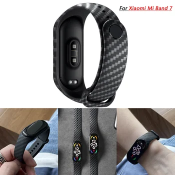 Ogljikovih vlaken trak Za Xiaomi Mi Band 7 nfc Manšeta smartwatch MIband 5 silikonsko zapestnico correa Mi Band 4 5 3 6 dodatna oprema