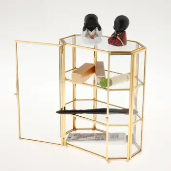 Stekla Vintage Jewelry Box Octagon Nakit Zaslon Organizator Nečimrnosti Kabinet Dekor Spominek Kozmetični Ličila Za Shranjevanje Nakita Polje
