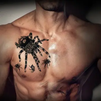 Strupen Pajek Nepremočljiva Tattoo Nalepke Black Kul Body Art Moški Ženske Ponaredek Tetovaže Dolgotrajno Prsih Nazaj Začasne Tetovaže