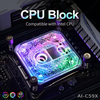 Syscooling Ice crystal CPU Vode Blok uporablja za intel LGA115x/LGA2011/1366 matična plošča Socket / ARGB Svetloba Podpira