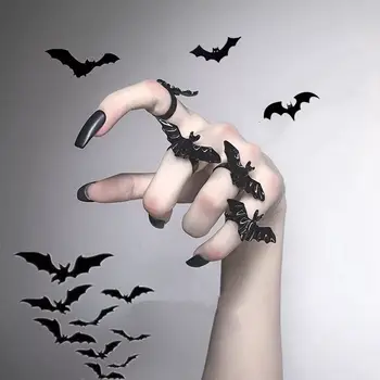 THJ Gothic Black Bat Modni Prstan, ki Plujejo pod Bat Kovinsko Nastavljivo Ženske, Nakit Elegantna Festival Cosplay Darilo Dodatki