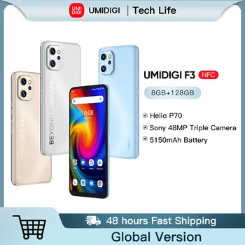 UMIDIGI F3 Pametni telefon Android 11 Telefon Helio P70, 8GB 128GB NFC 6.7&Quot Zaslon 48MP AI Trojno Camare 5150mAh Baterije, mobilni telefon