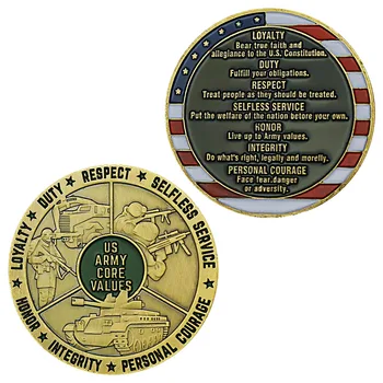 Vojaške Kovanec Vojske ZDA Temeljne Vrednote Spominek Izziv Kovanec Čast Zbirateljski Kovanec pobakrena Priložnostni Kovanec