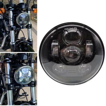 Črna 5.75 palčni 5-3/4 LED Motocikel Smerniki za Harley Železa 883 48 72 XG750 Dyna Indian Scout Triumph Hi/Low Žarek Žarometa